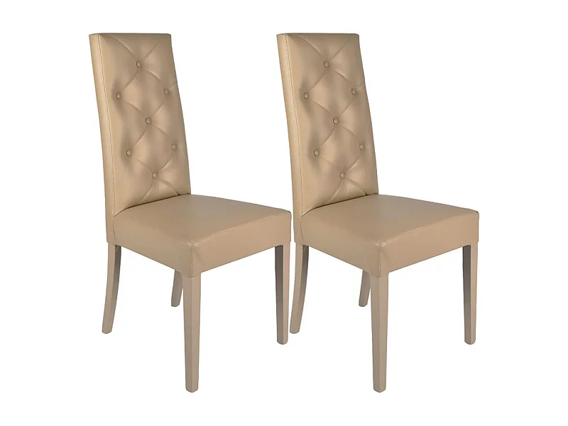 TREVI - Lot de 2 Chaises Simili Taupe et Pieds Laqués
