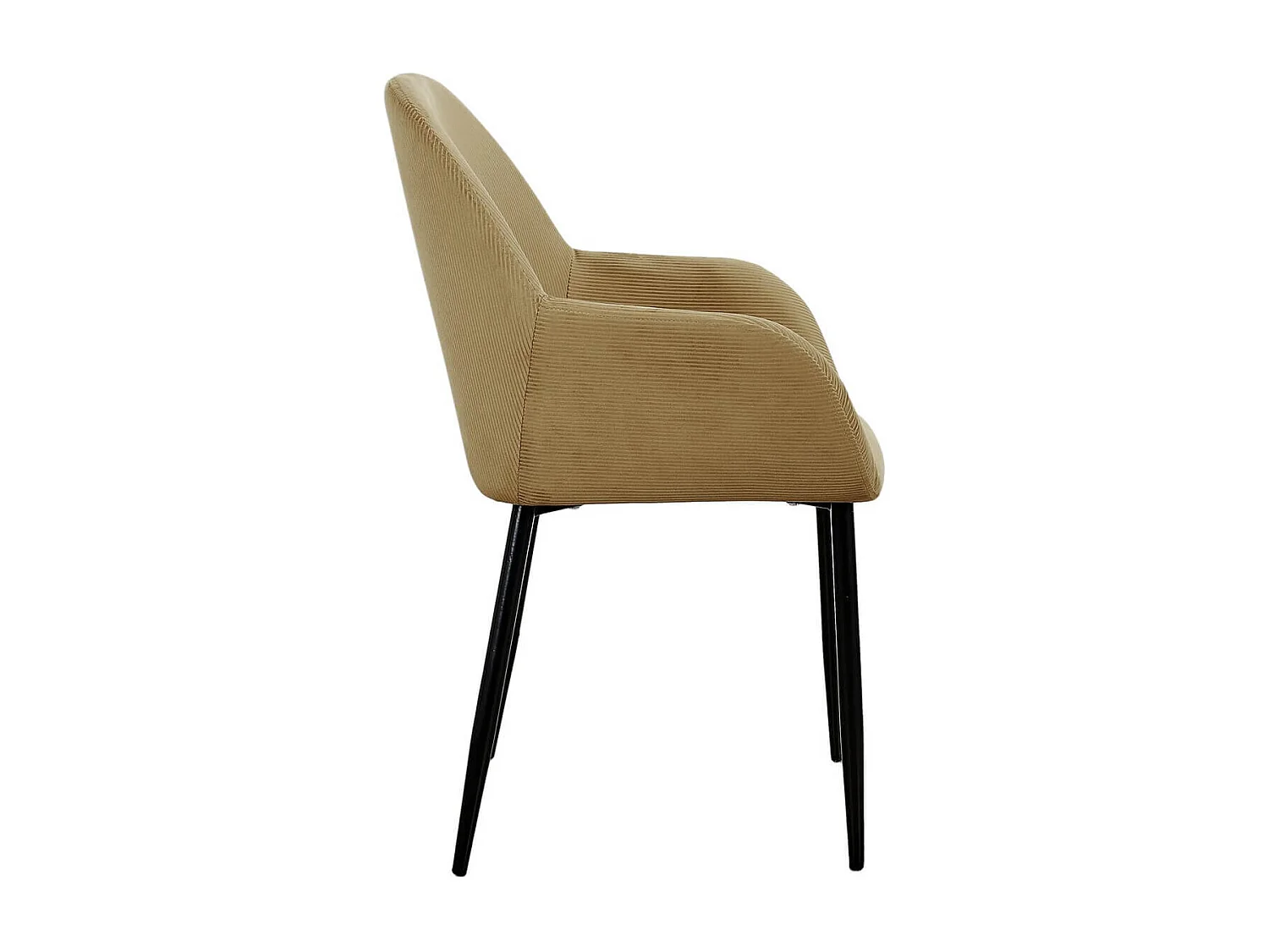 ALESSIA - Lot de 4 Fauteuils Velours Côtelé Jaune Moutarde