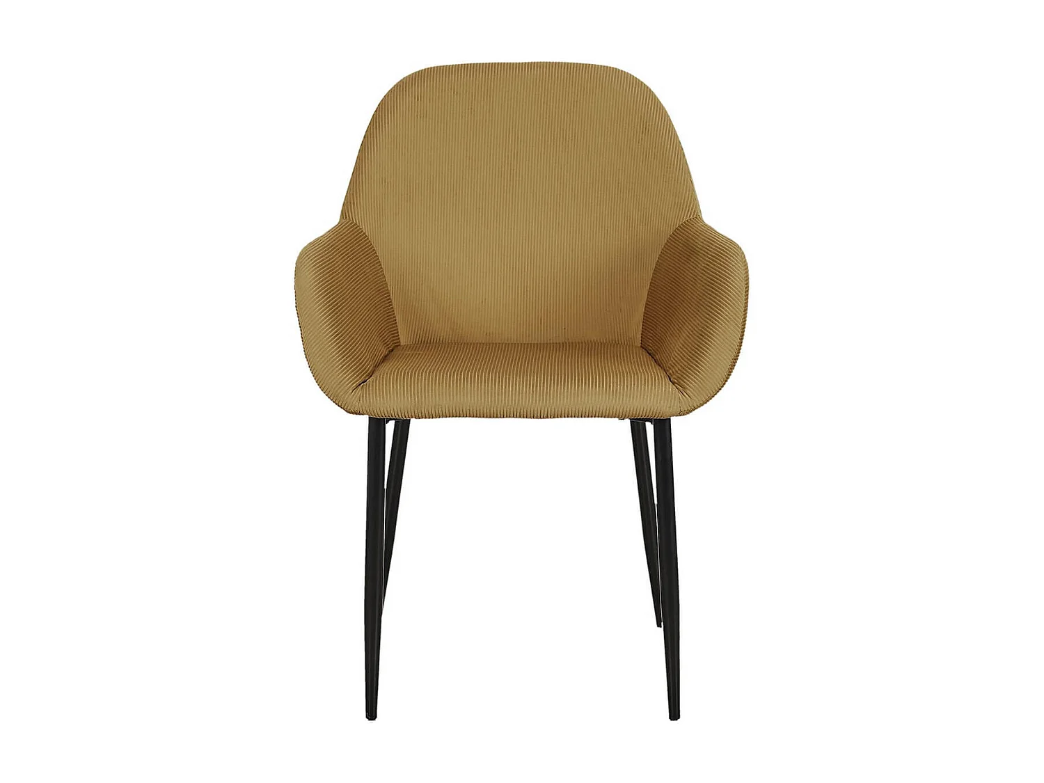 ALESSIA - Lot de 4 Fauteuils Velours Côtelé Jaune Moutarde