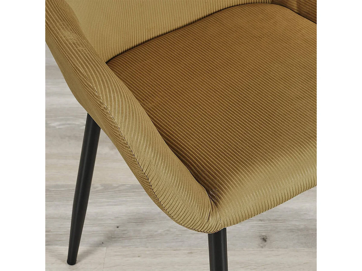 ALESSIA - Lot de 4 Fauteuils Velours Côtelé Jaune Moutarde