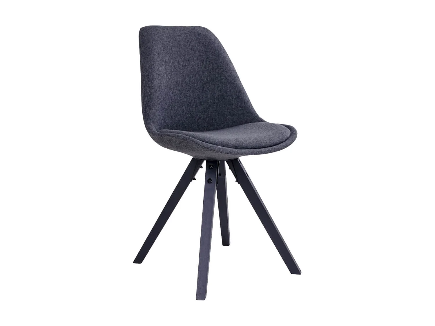 NIBBEN - Lot de 2 Chaises Tissu Gris Foncé et Piétement Hévéa Noir