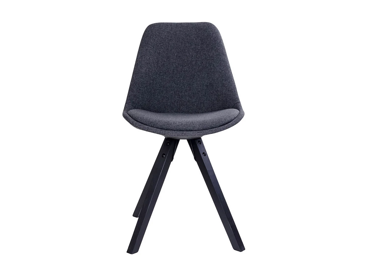 NIBBEN - Lot de 2 Chaises Tissu Gris Foncé et Piétement Hévéa Noir
