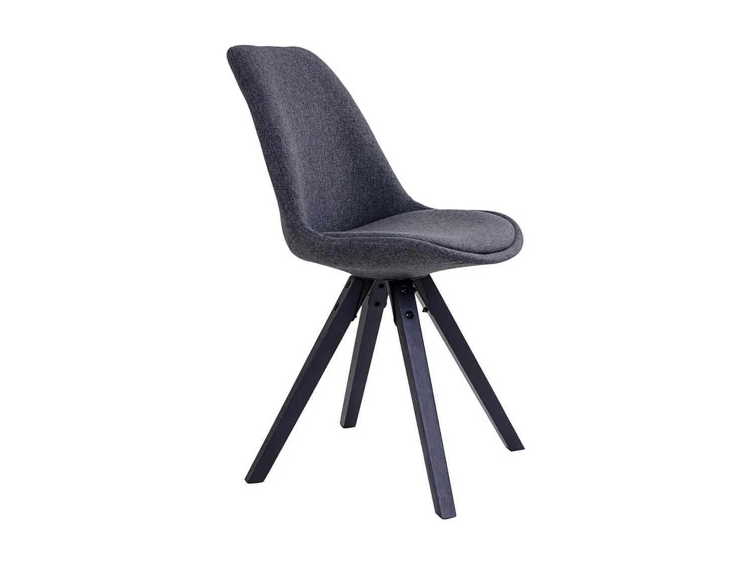 NIBBEN - Lot de 2 Chaises Tissu Gris Foncé et Piétement Hévéa Noir