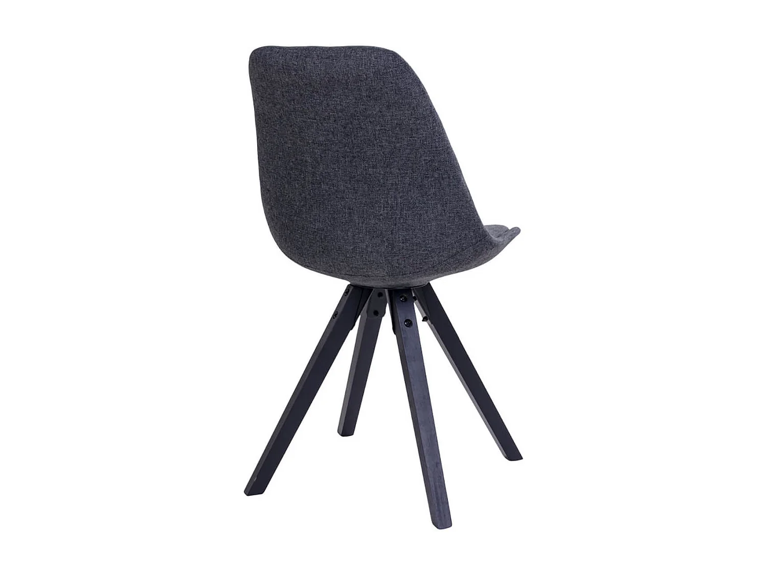 NIBBEN - Lot de 2 Chaises Tissu Gris Foncé et Piétement Hévéa Noir