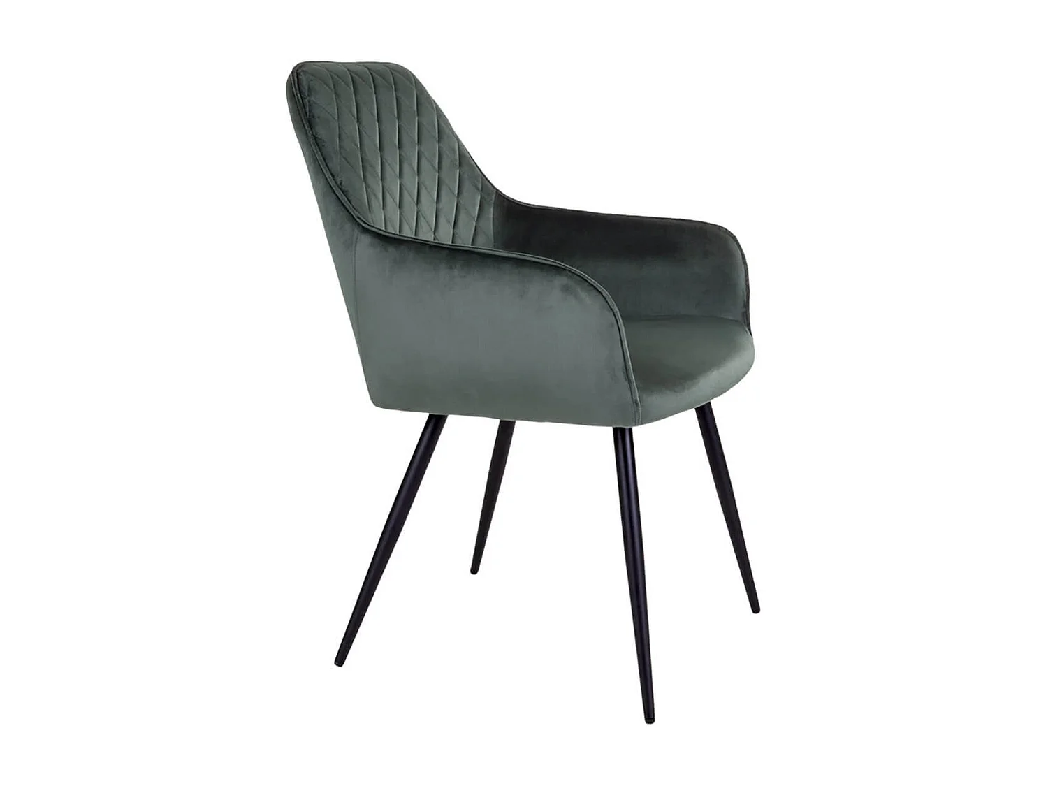 VIBY - Lot de 6 Fauteuils Velours Vert et Piétement Acier Noir