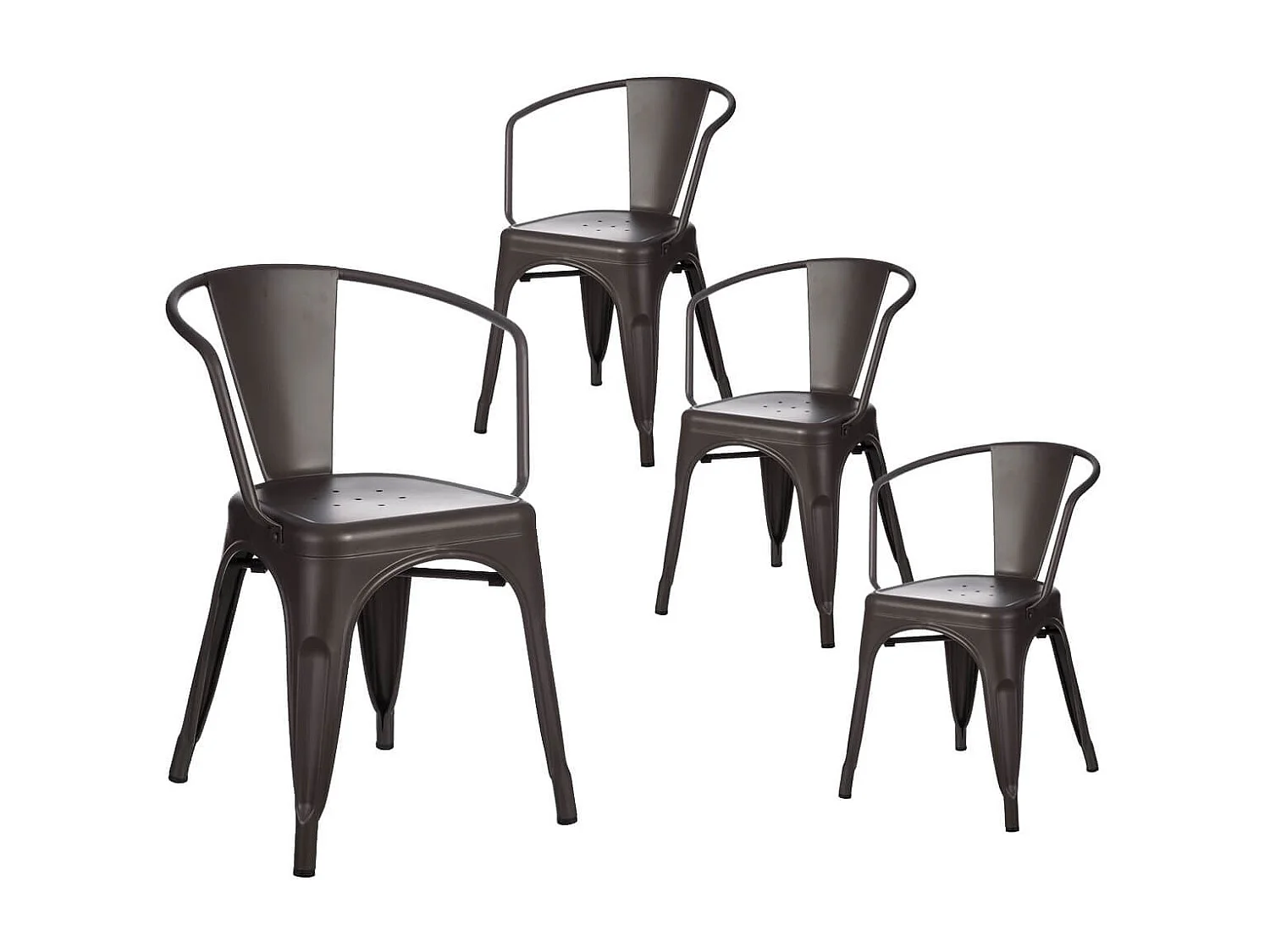 LUCY - Lot de 4 Chaises Métalliques Gris Anthracite