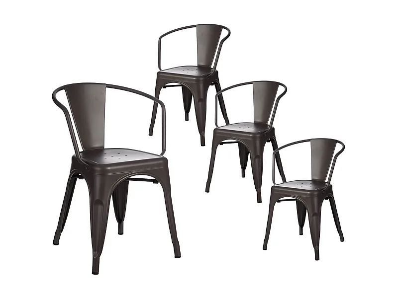 LUCY - Lot de 4 Chaises Métalliques Gris Anthracite
