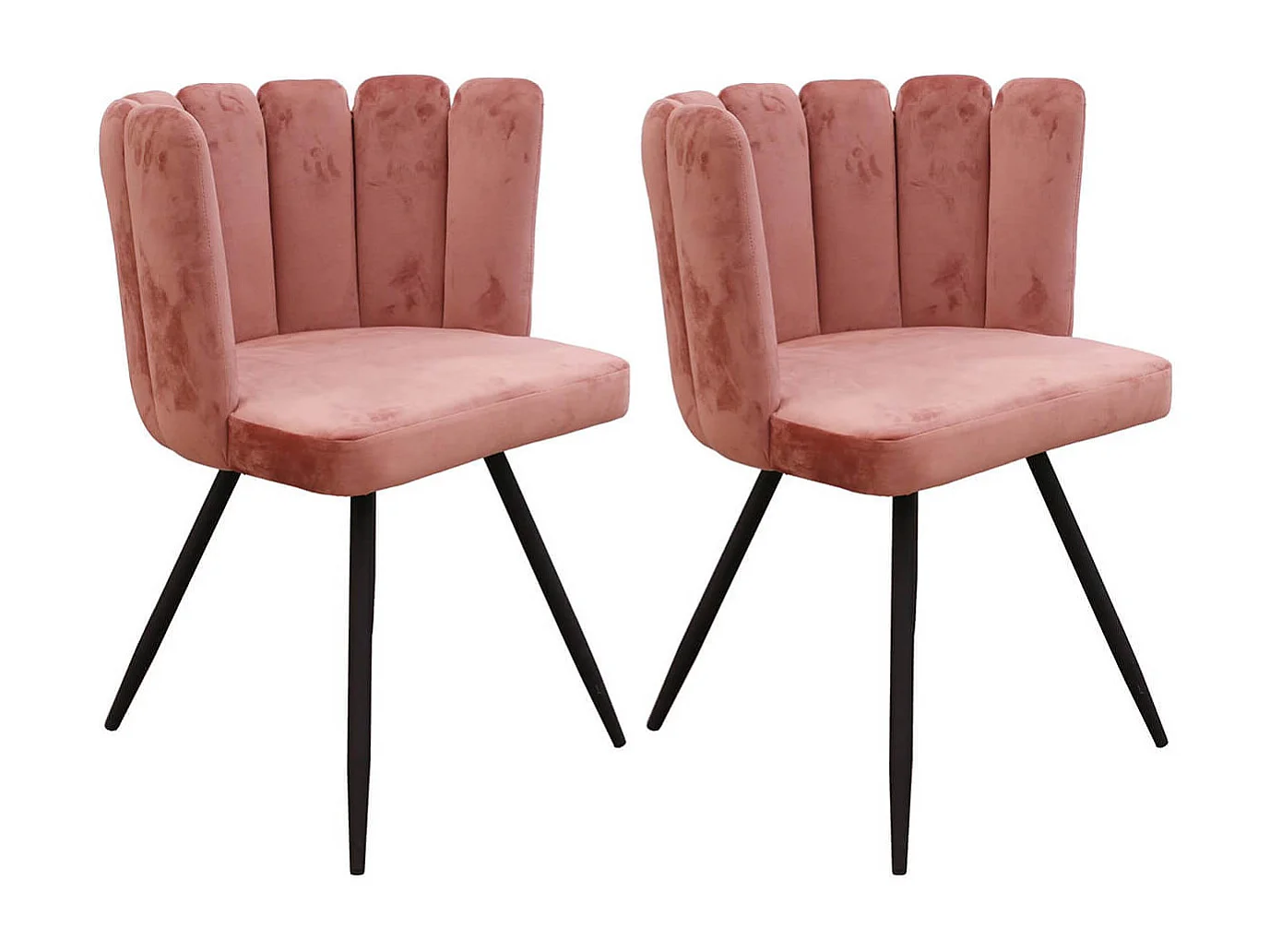 CHARLOTTE - Lot de 2 Chaises Velours Rose