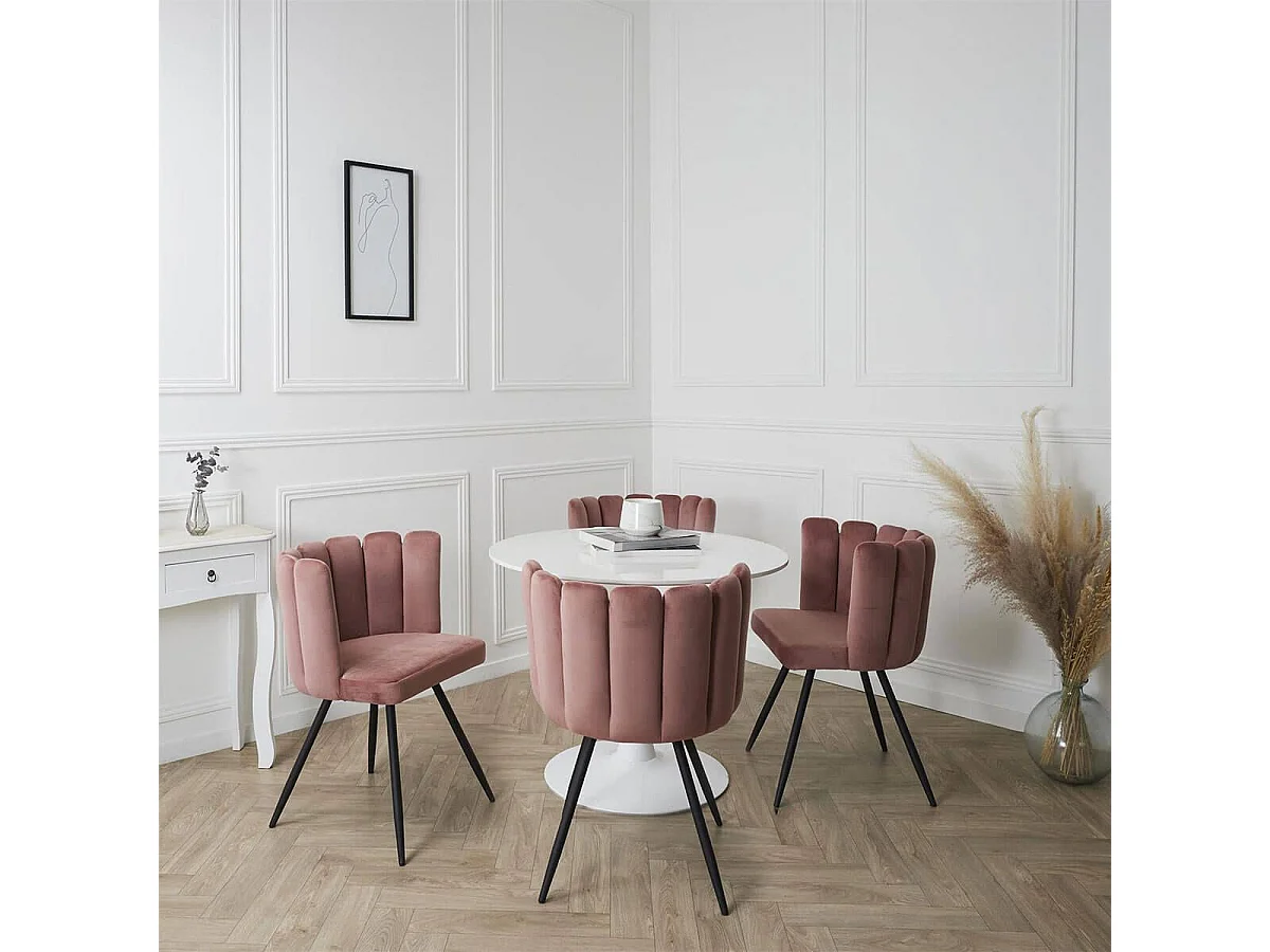 CHARLOTTE - Lot de 2 Chaises Velours Rose