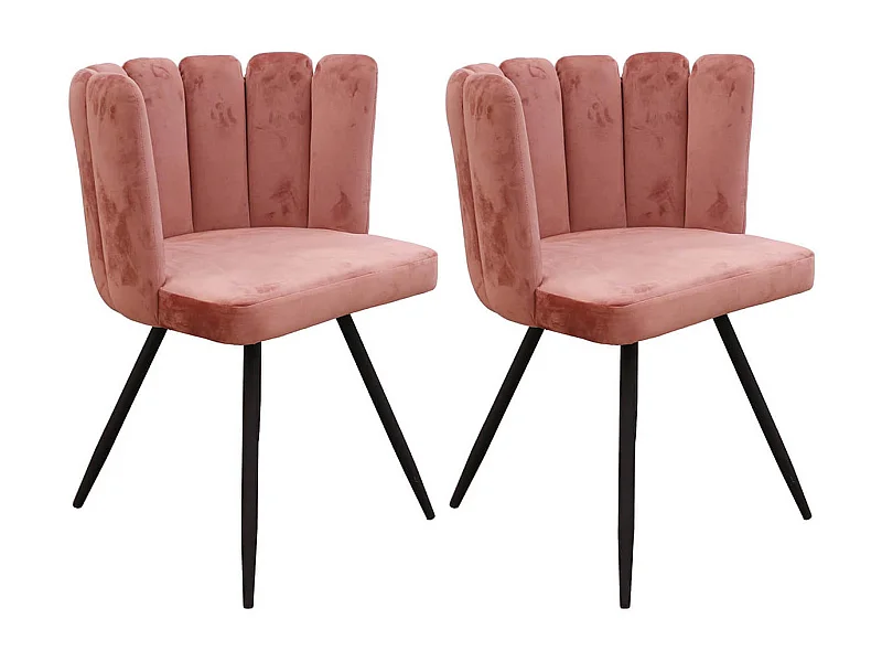 CHARLOTTE - Lot de 2 Chaises Velours Rose