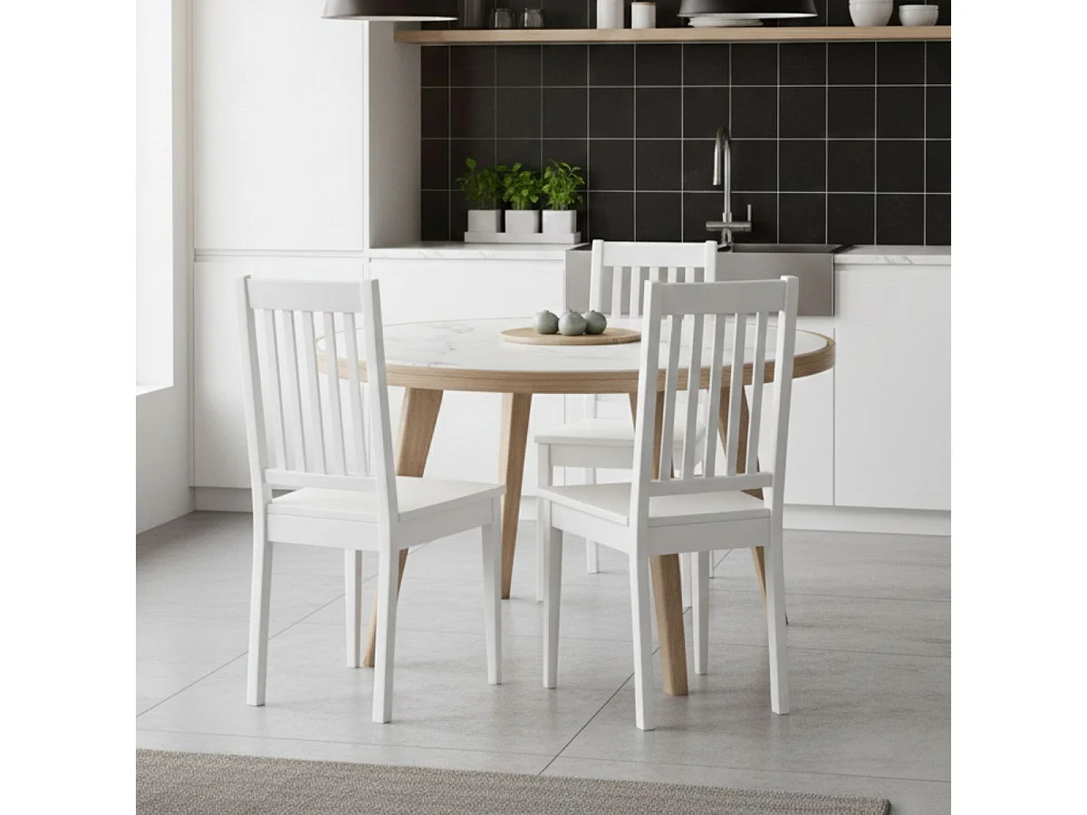 LUCAIN - Lot de 2 Chaises en Bois Massif Blanc