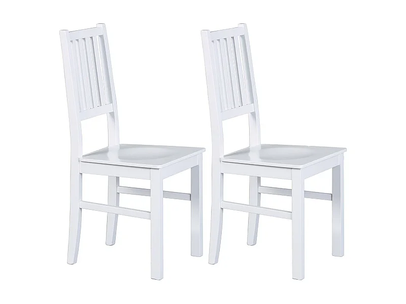 LUCAIN - Lot de 2 Chaises en Bois Massif Blanc