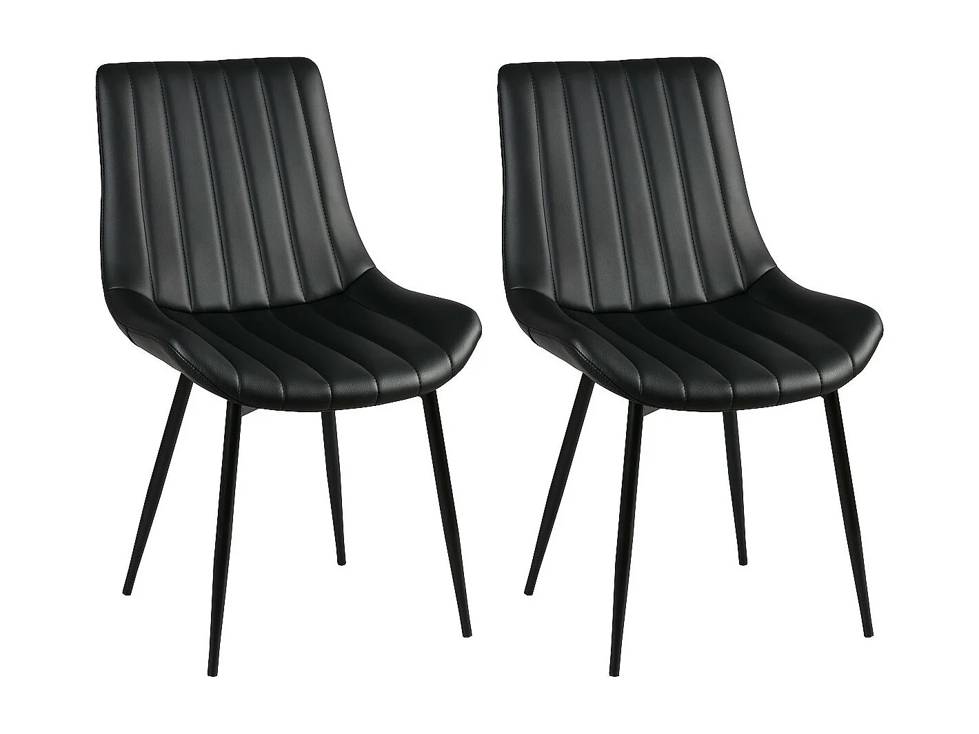CAROLANN - Lot de 2 Chaises Noires Métal et PVC