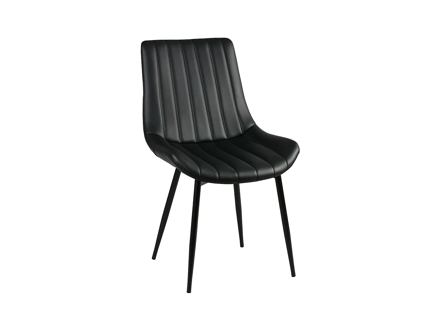 CAROLANN - Lot de 2 Chaises Noires Métal et PVC