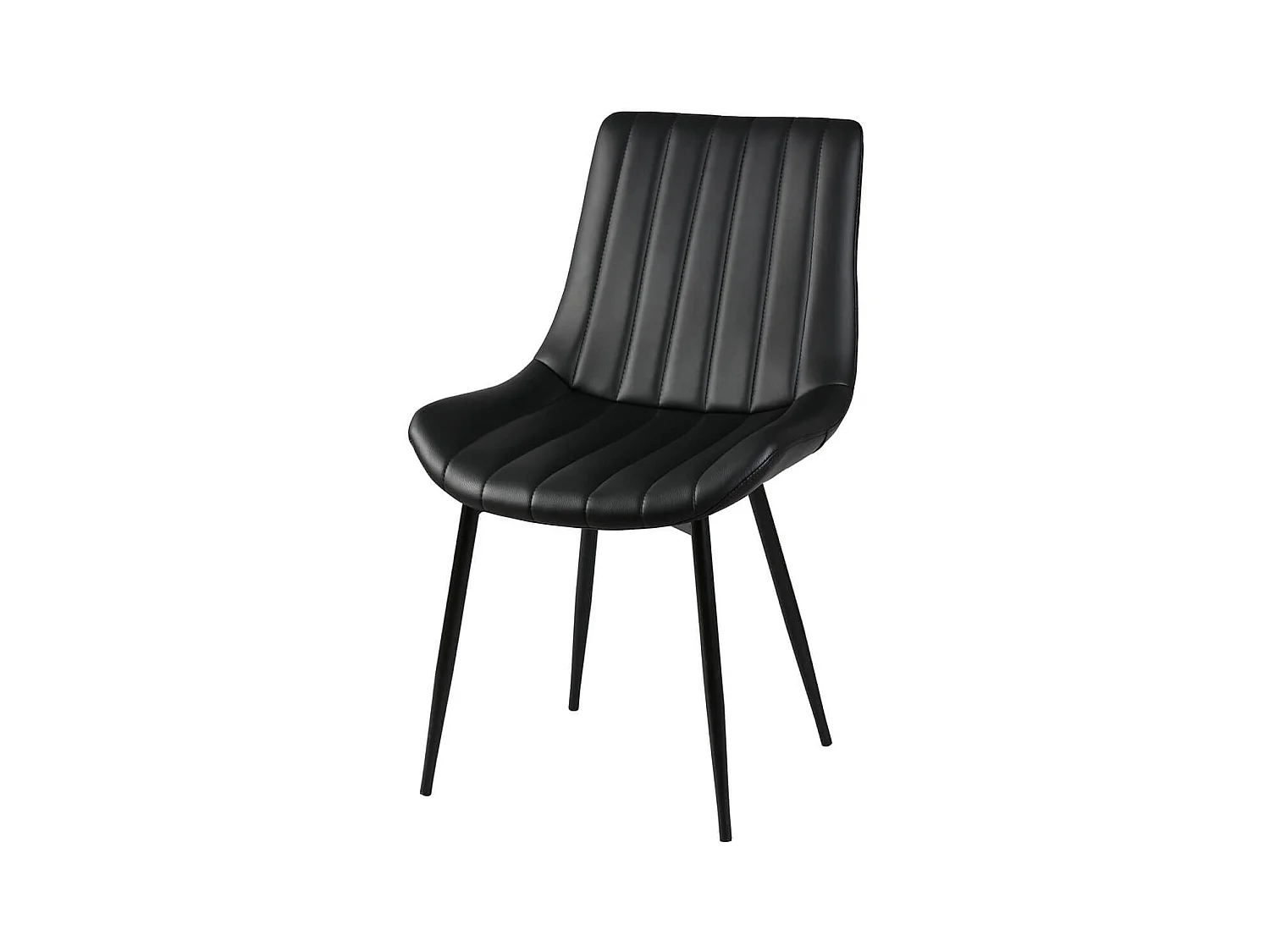 CAROLANN - Lot de 2 Chaises Noires Métal et PVC