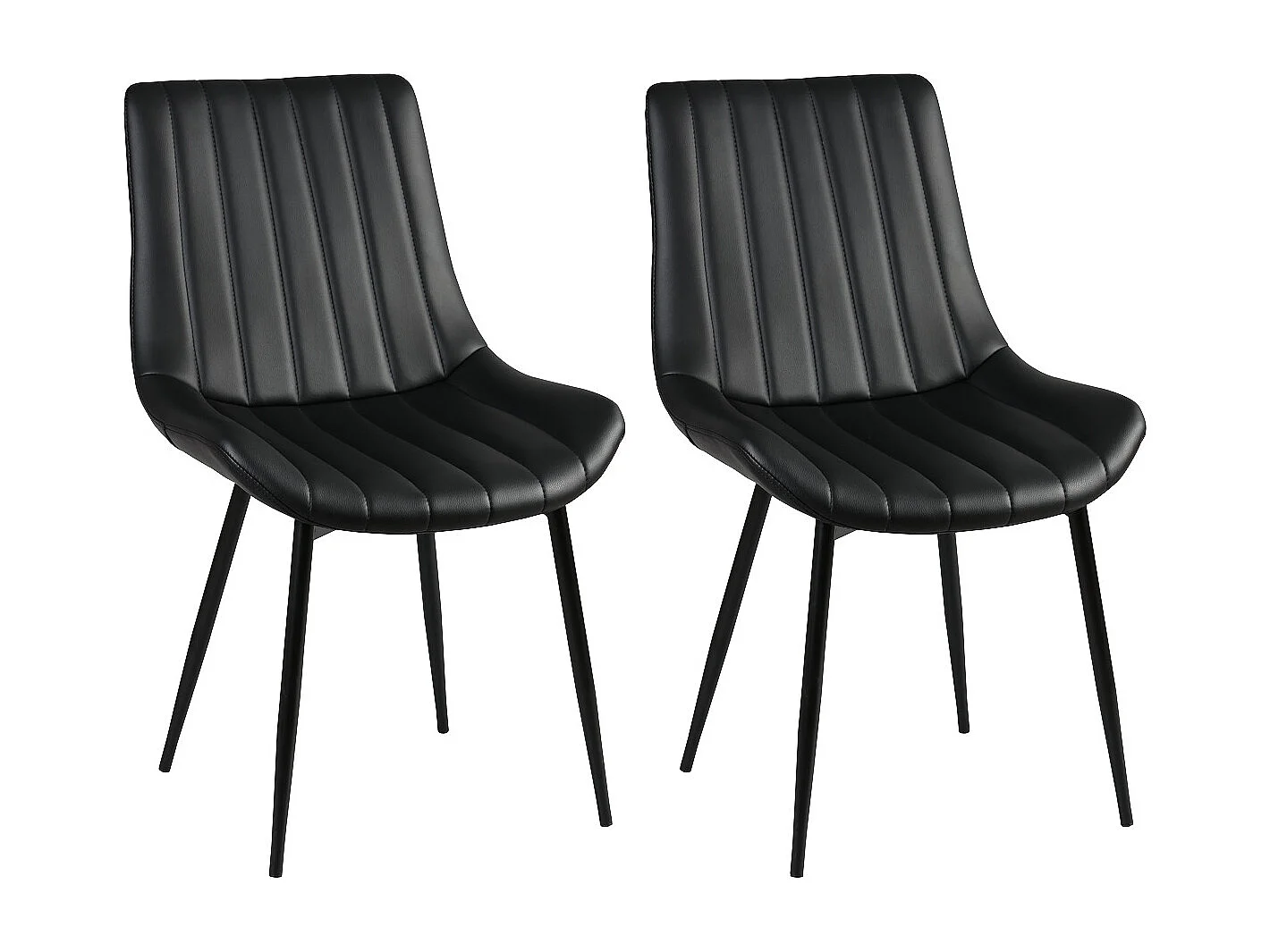 CAROLANN - Lot de 2 Chaises Noires Métal et PVC