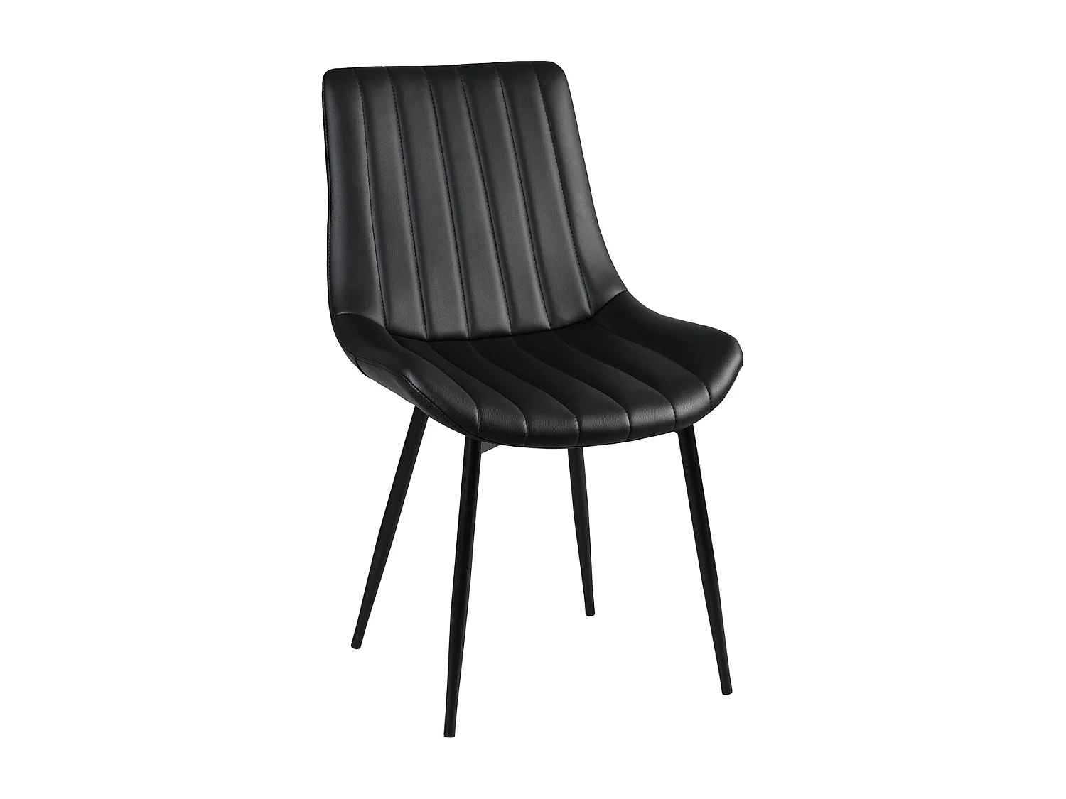 CAROLANN - Lot de 2 Chaises Noires Métal et PVC