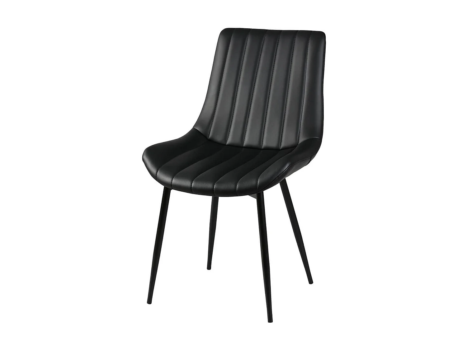 CAROLANN - Lot de 2 Chaises Noires Métal et PVC