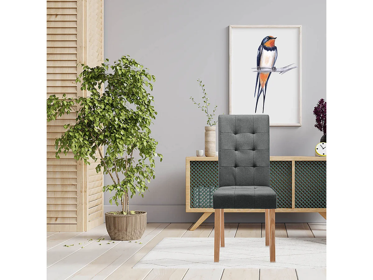 BOSTON - Lot de 2 Chaises Gris Foncé Capitonnées