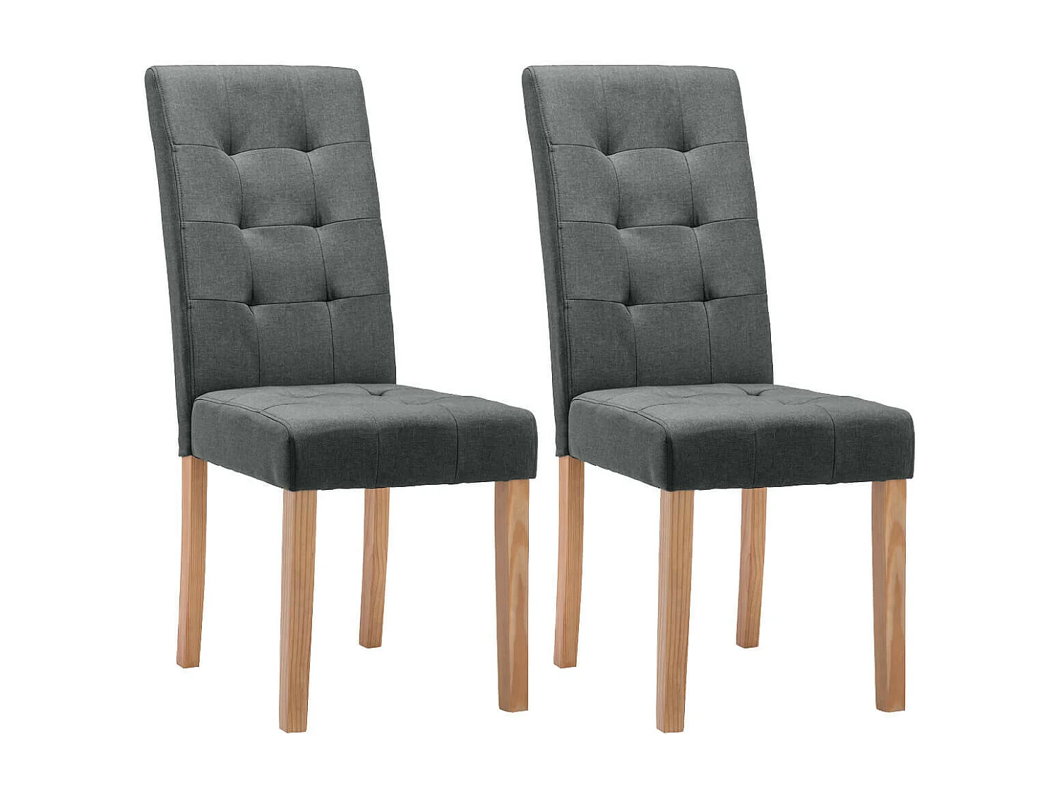 BOSTON - Lot de 2 Chaises Gris Foncé Capitonnées