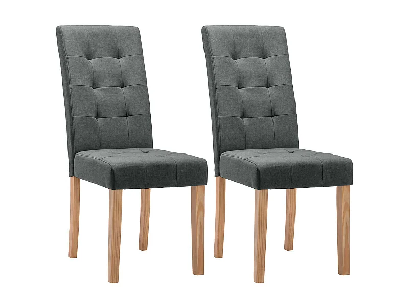 BOSTON - Lot de 2 Chaises Gris Foncé Capitonnées