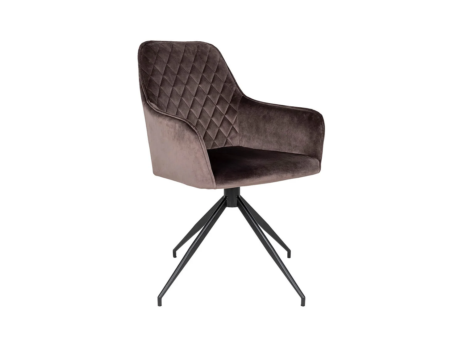 KARBO - Fauteuil Pivotant Velours Taupe et Piétement Acier