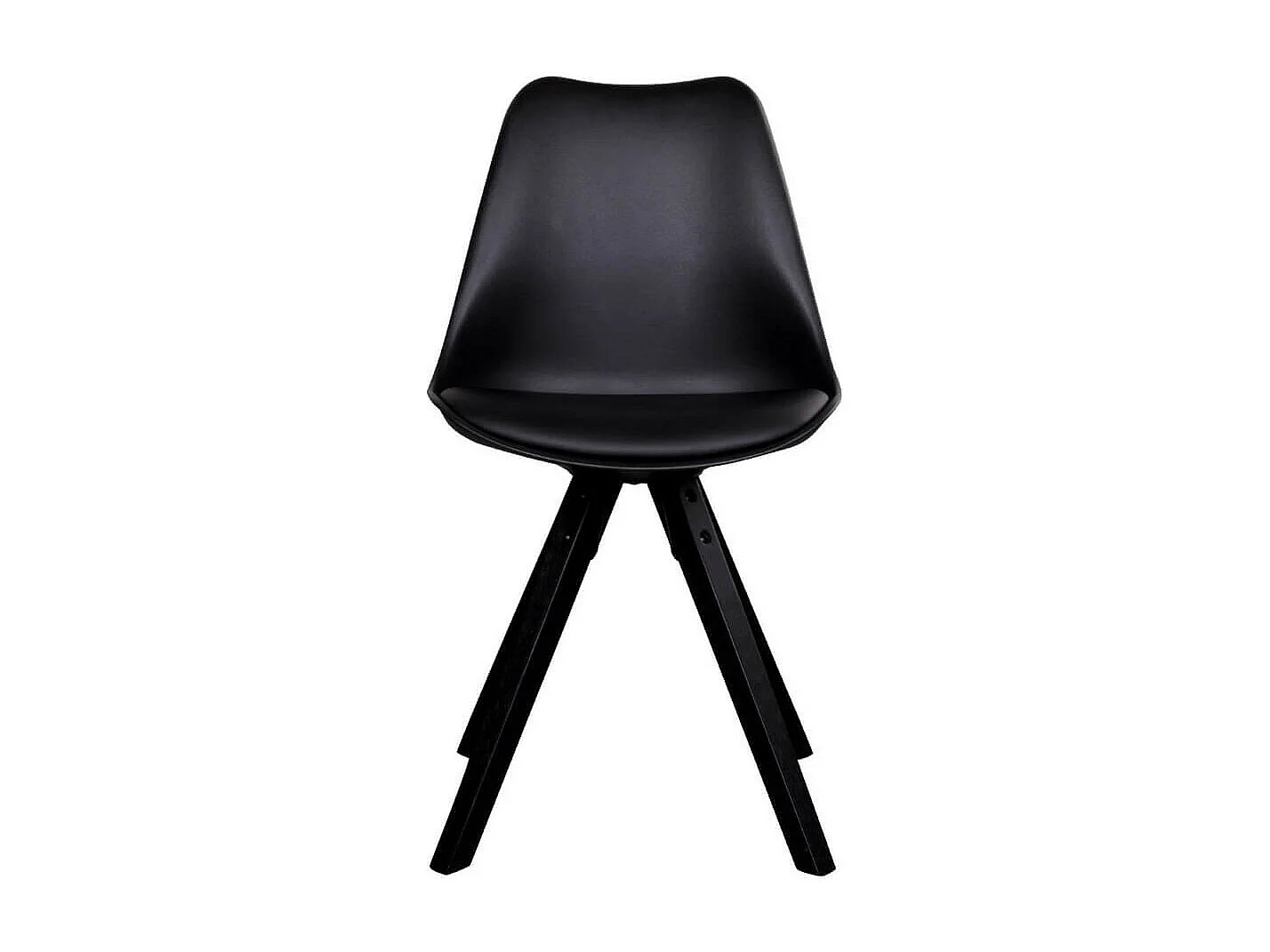 NIBBEN - Lot de 4 Chaises Noires et Piétement Hévéa Noir