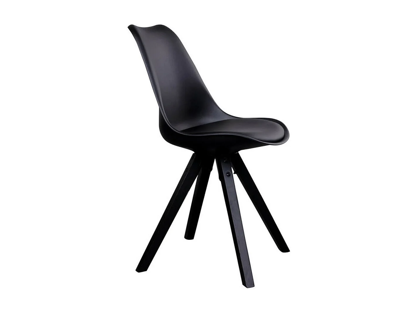 NIBBEN - Lot de 4 Chaises Noires et Piétement Hévéa Noir