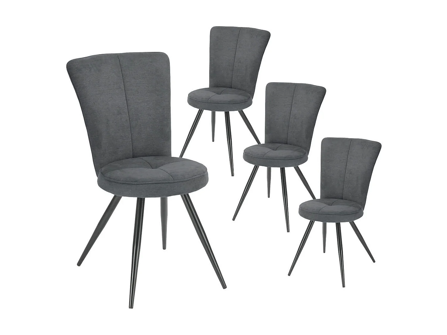 PARIL - Lot de 4 Chaises Matelassées Grises