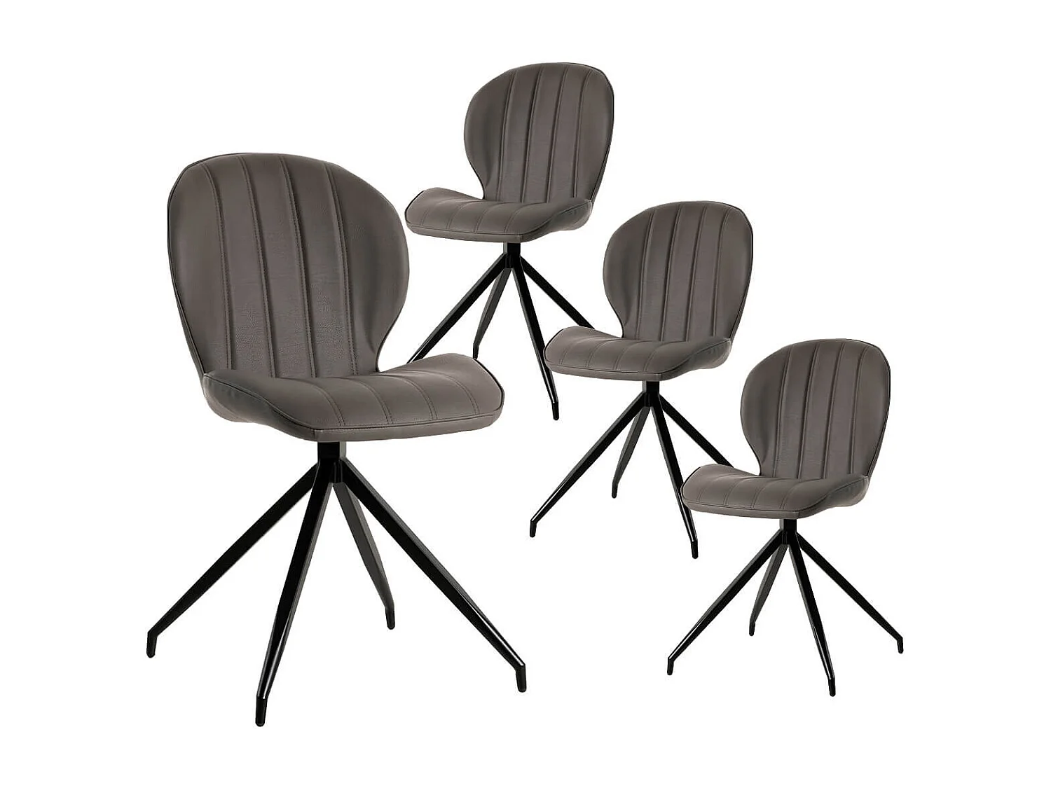 FOLA - Lot de 4 Chaises Simili Taupe Piètement Etoile