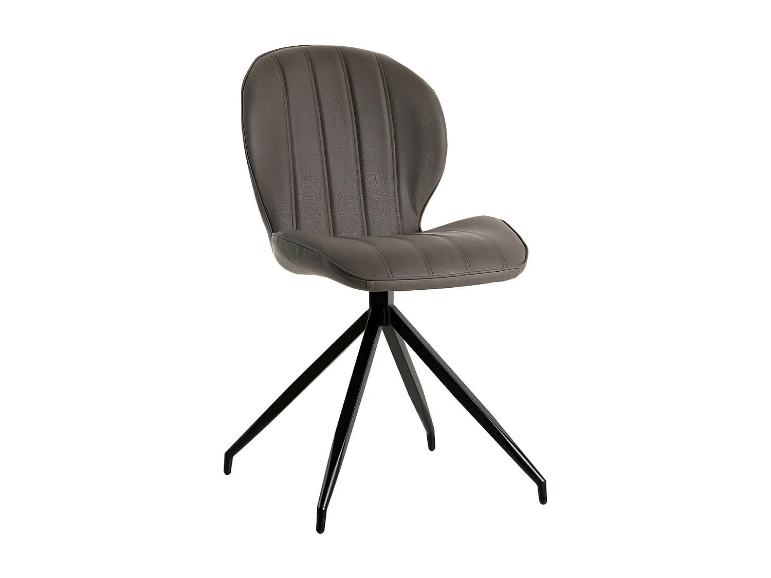 FOLA - Lot de 4 Chaises Simili Taupe Piètement Etoile