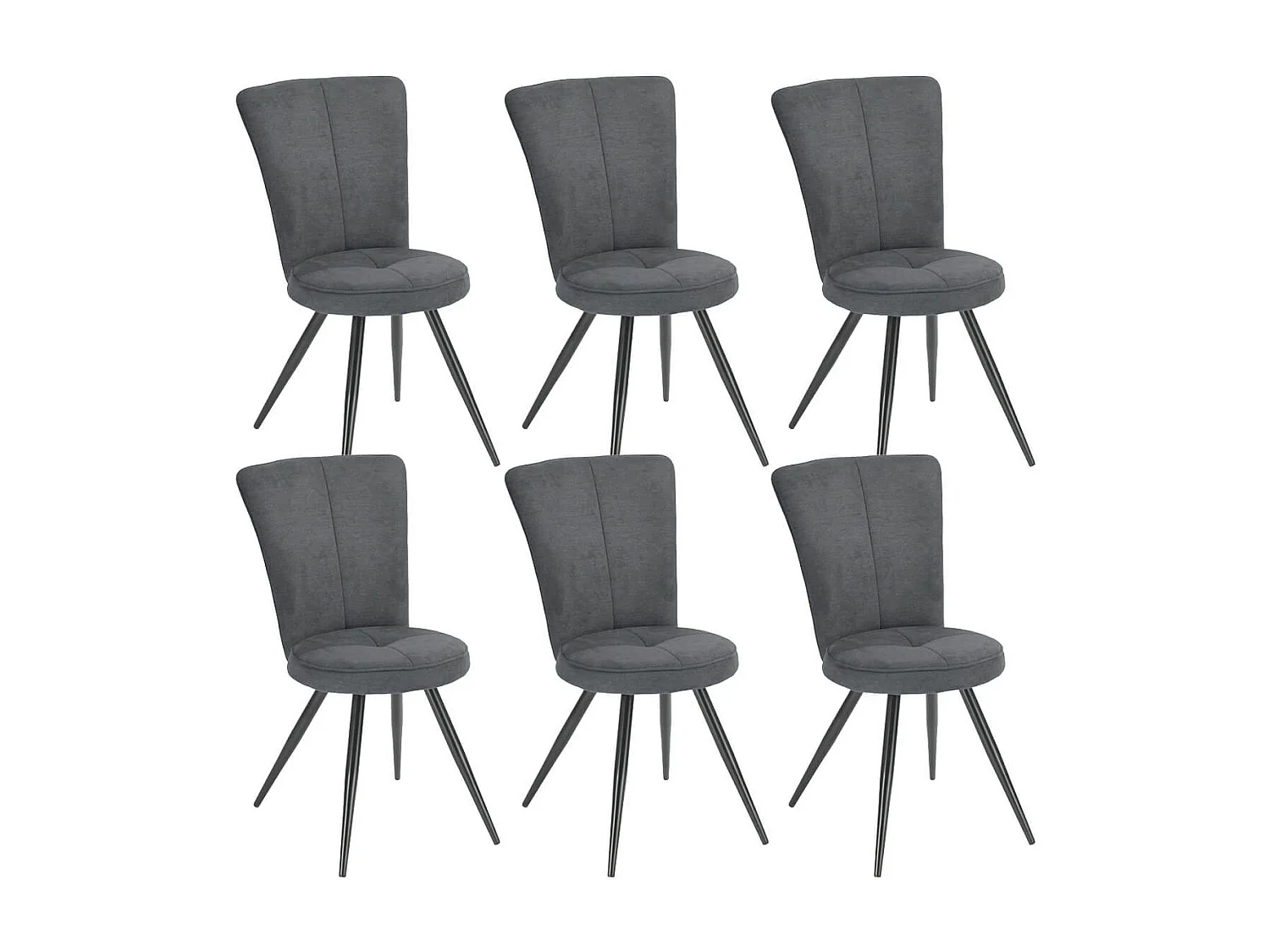 PARIL - Lot de 6 Chaises Matelassées Grises
