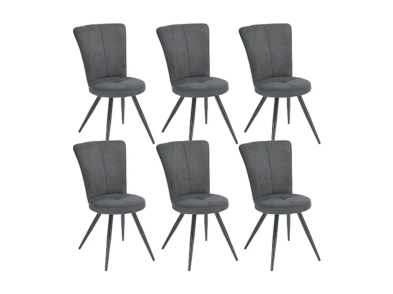 PARIL - Lot de 6 Chaises Matelassées Grises