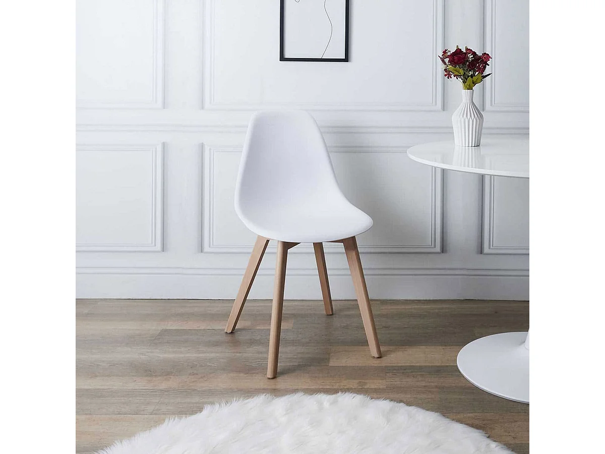 MELYA - Lot de 4 Chaises Scandinaves Blanches