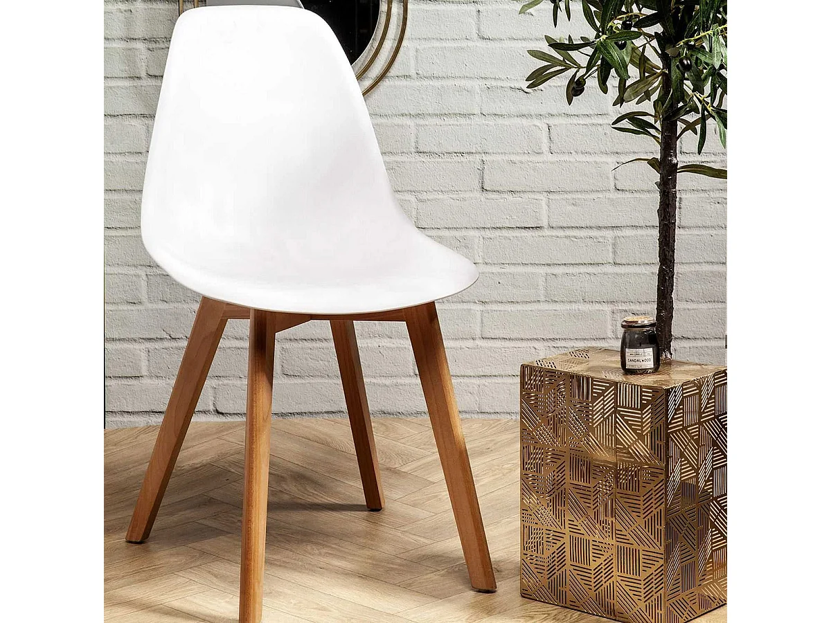 MELYA - Lot de 4 Chaises Scandinaves Blanches