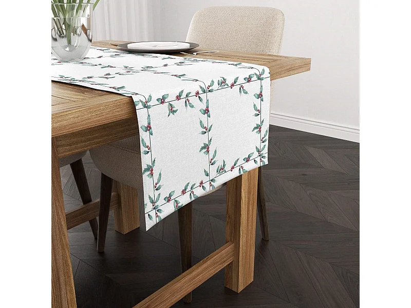 Camino de mesa terciopelo White Christmas 1 50x145 cm