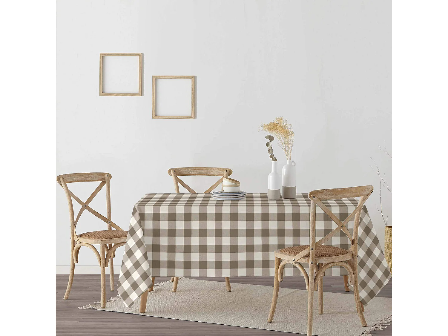 Mantel resinado antimanchas Cuadros 550-04 - 155x155 cm