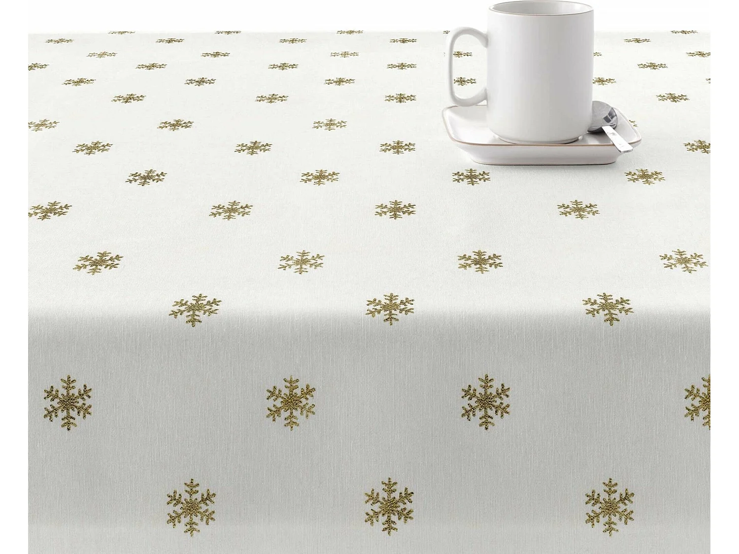 Nappe enduite anti-taches Snowflakes Gold 200x140 cm