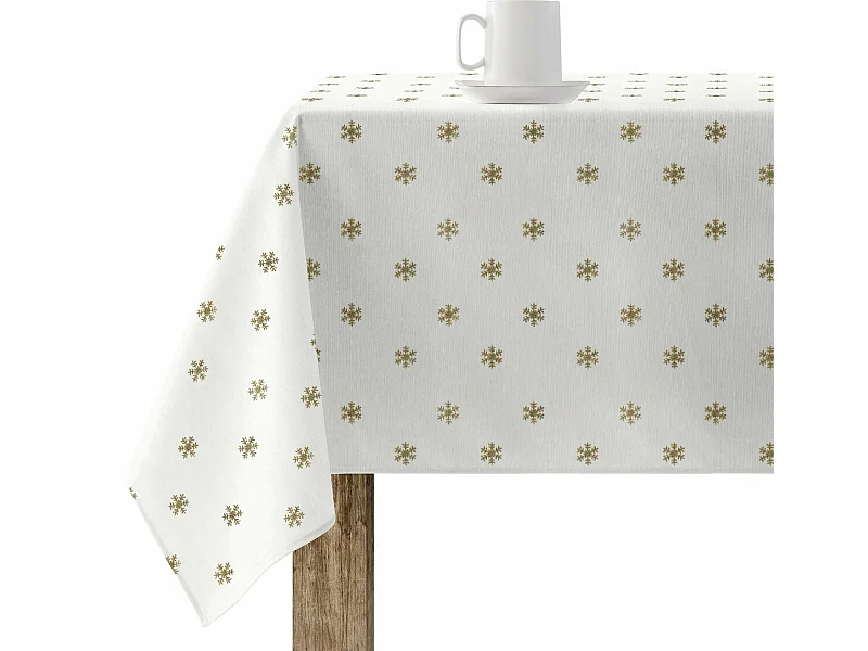 Nappe enduite anti-taches Snowflakes Gold 200x140 cm