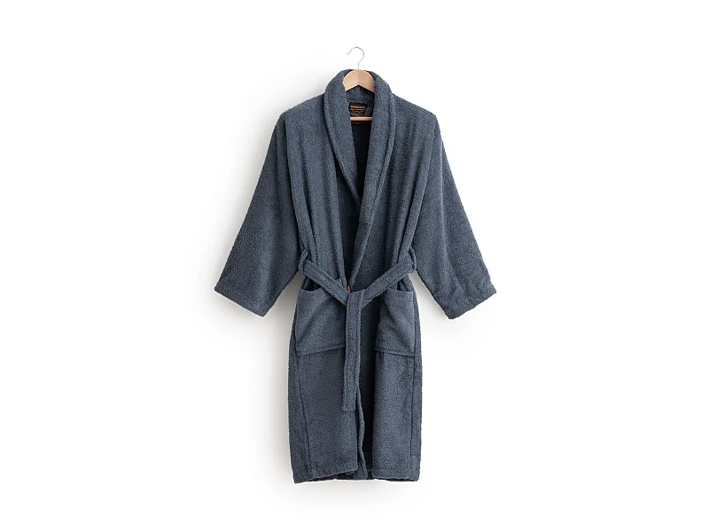 Peignoir 100 % coton peigné 650 g Bleu denim - XS/S