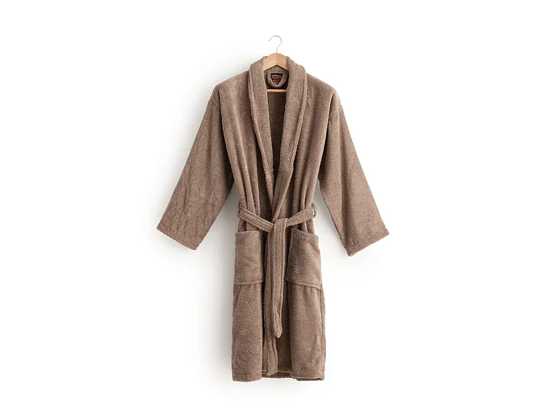 Albornoz 100% algodÃ³n peinado 650 gr. Taupe - M/L