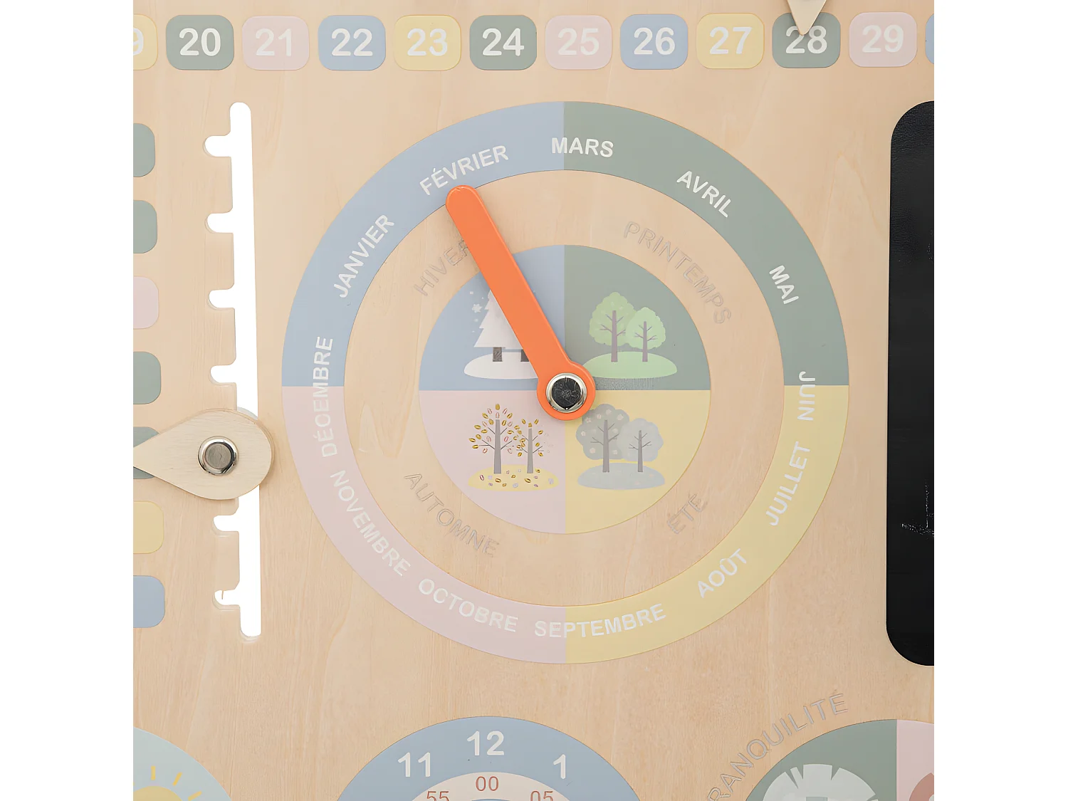 Jeu en bois apprentissage Calendrier Atmosphera - Naturel clair