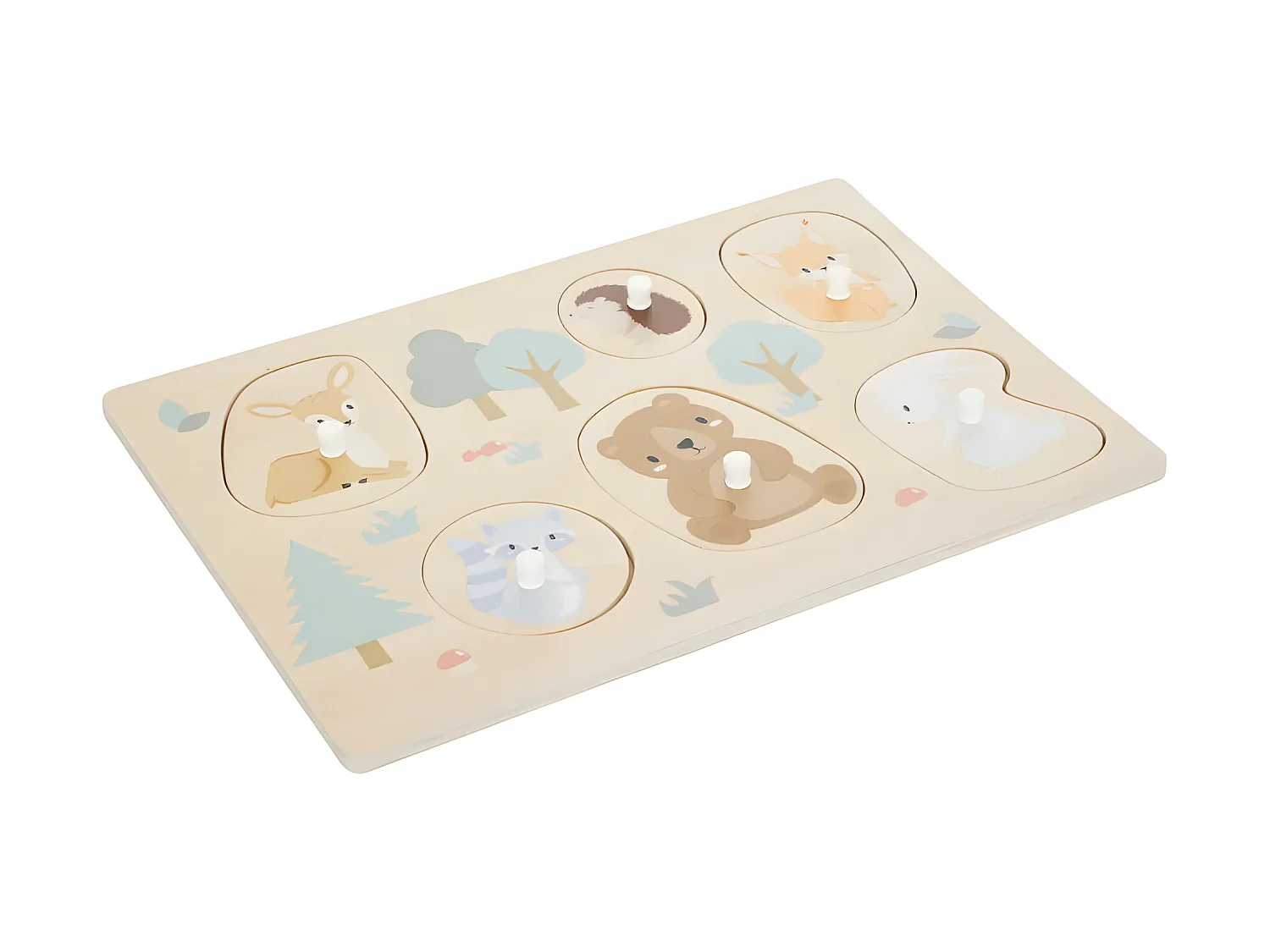 Puzzle Bébé 6 Pièces "Animaux" 30cm Naturel