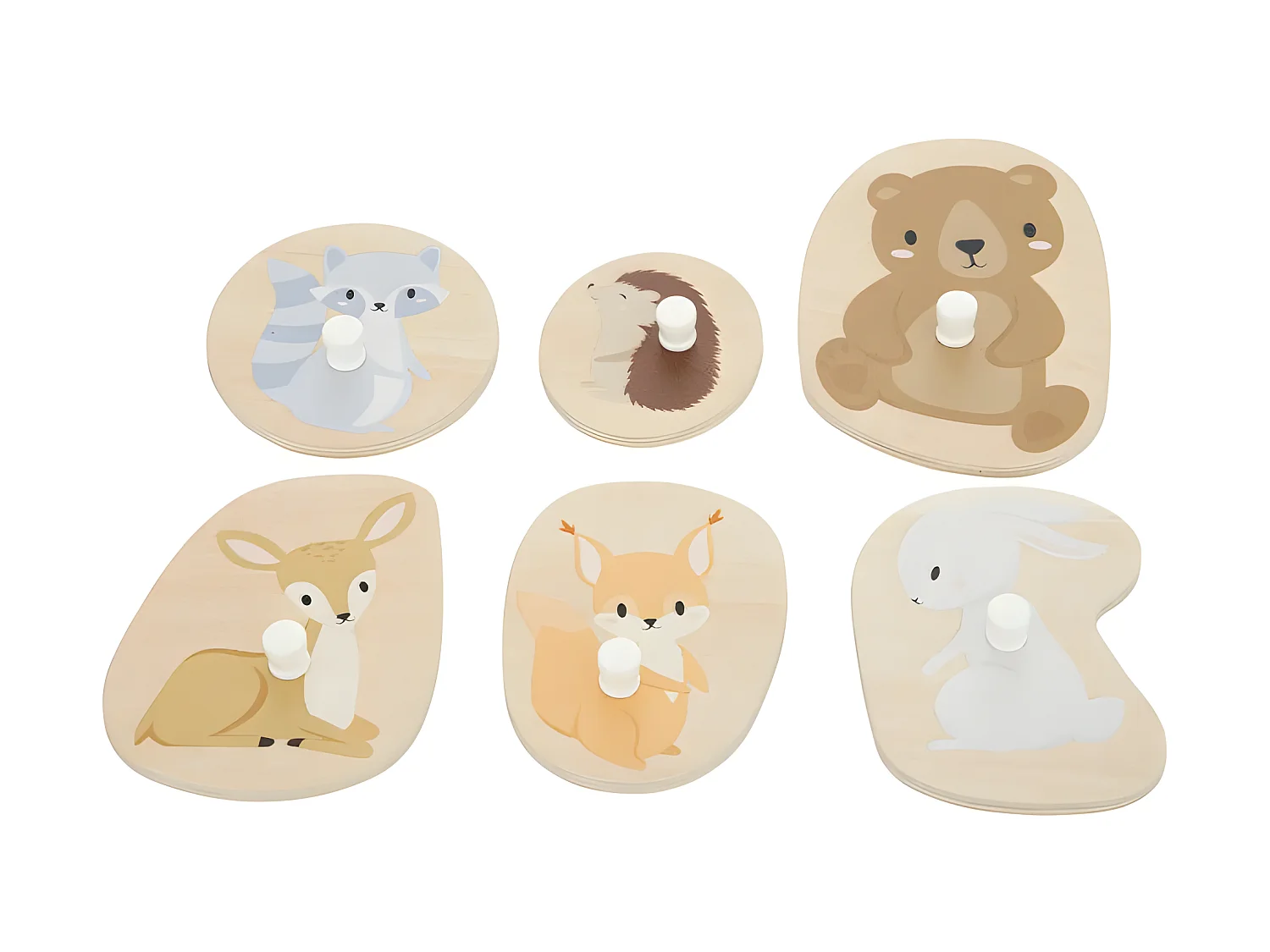 Puzzle Bébé 6 Pièces "Animaux" 30cm Naturel