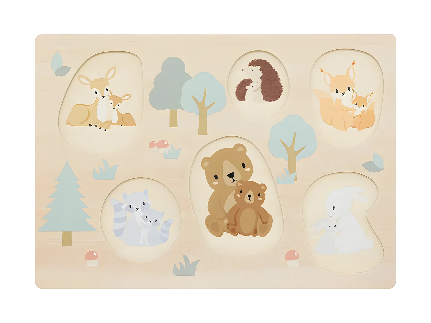 Puzzle Bébé 6 Pièces "Animaux" 30cm Naturel