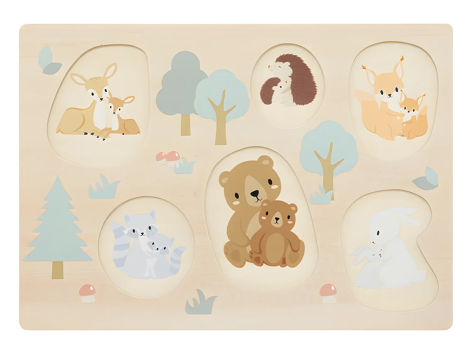 Puzzle Bébé 6 Pièces "Animaux" 30cm Naturel