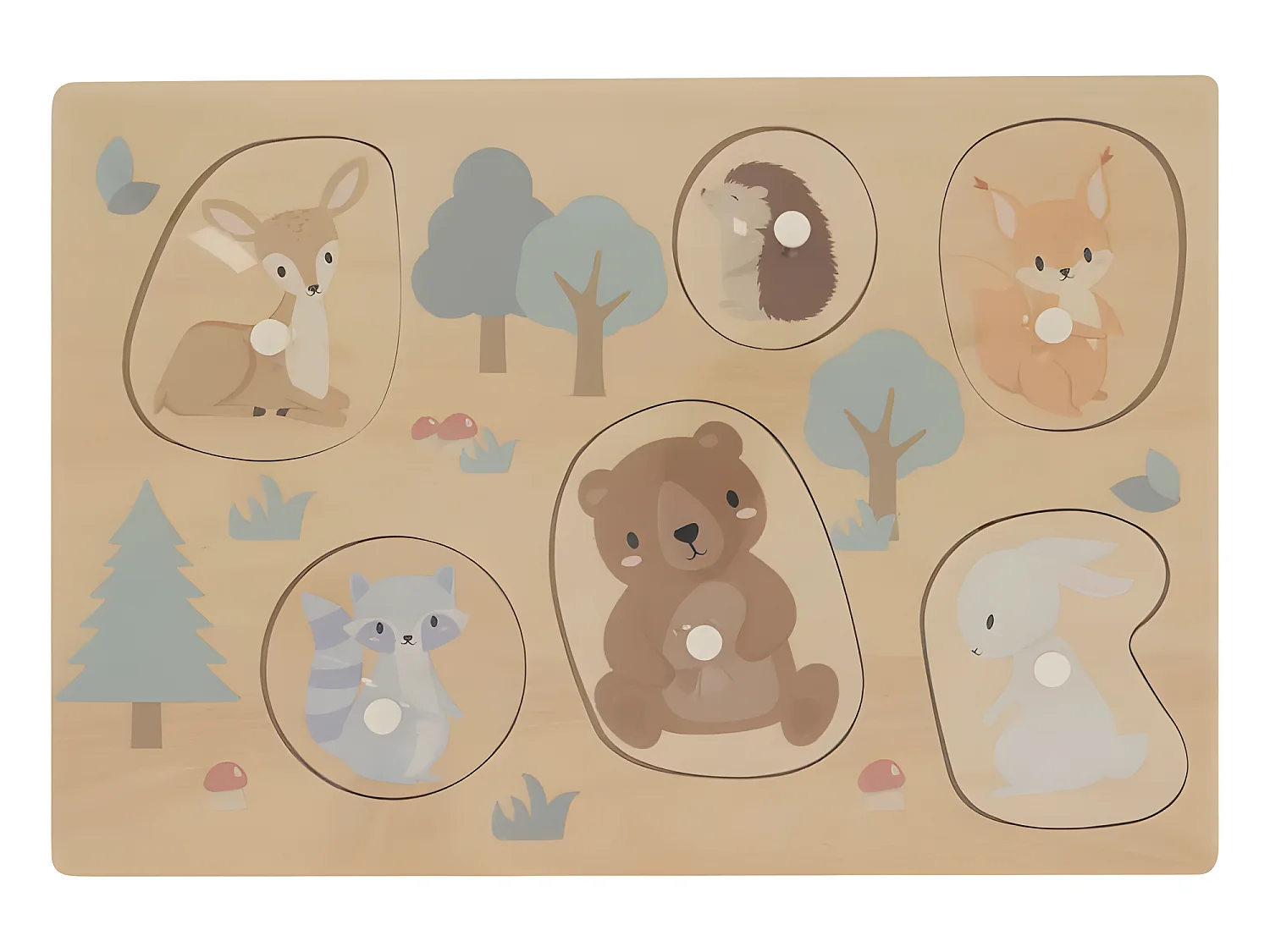 Puzzle Bébé 6 Pièces "Animaux" 30cm Naturel