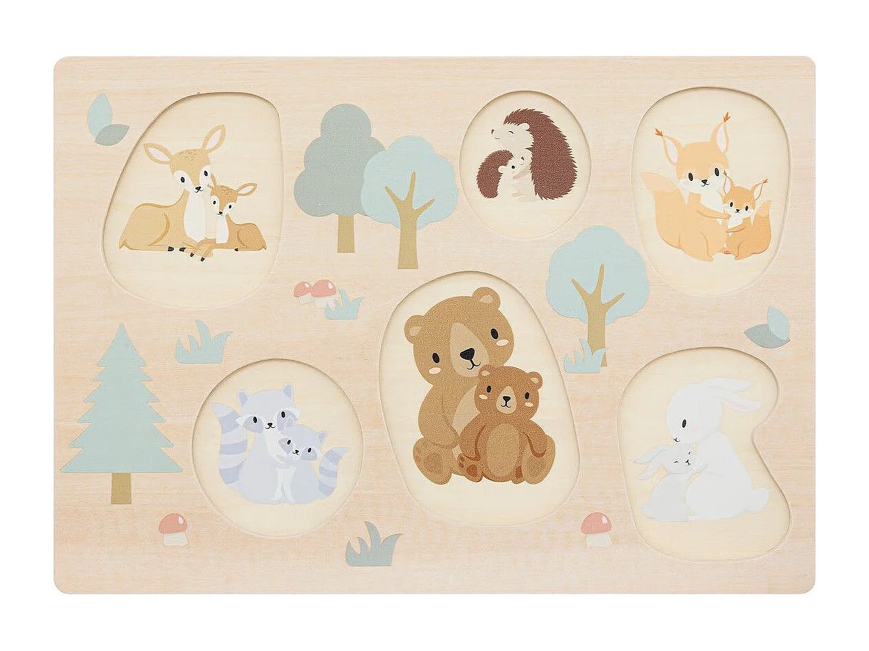 Puzzle Bébé 6 Pièces "Animaux" 30cm Naturel