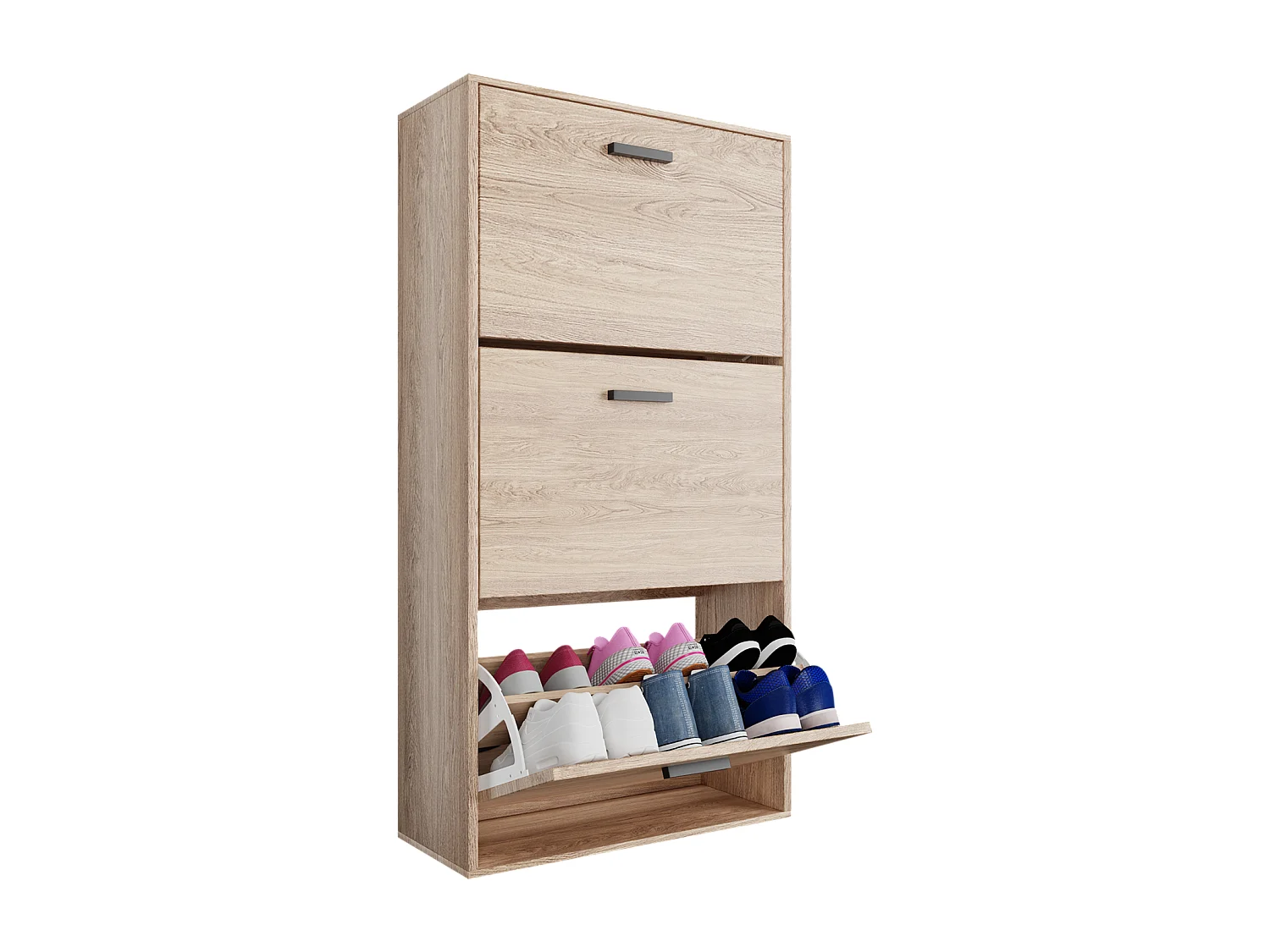 CASABEL Meuble Rangement Chaussure 18 Paires - Pour Entree Couloir - 60x24x113 cm - Bois Clair