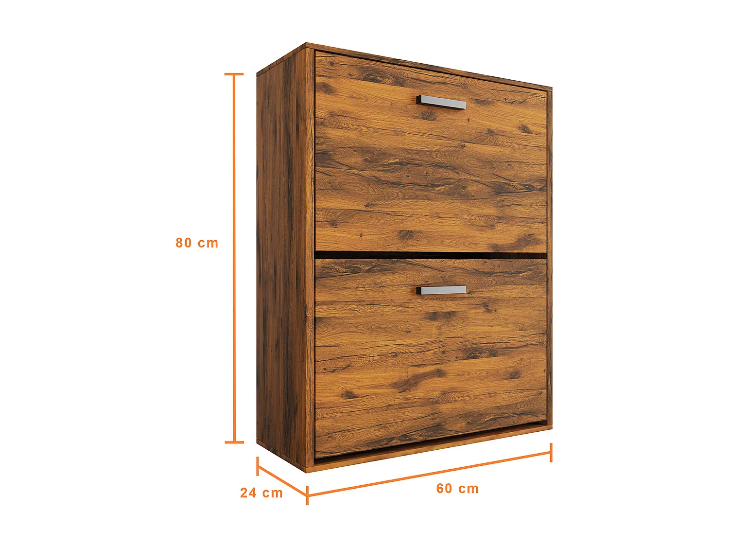 CASABEL Meuble Rangement Chaussure 12 Paires - Pour Entree Couloir - 60x24x80 cm - Bois Vintage